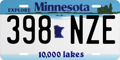 MN license plate 398NZE