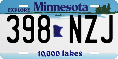 MN license plate 398NZJ