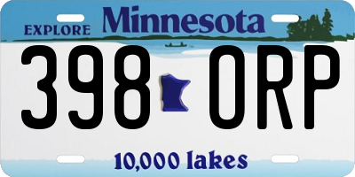 MN license plate 398ORP