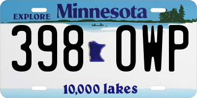 MN license plate 398OWP