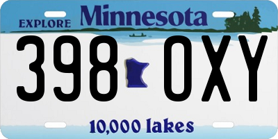 MN license plate 398OXY