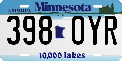 MN license plate 398OYR