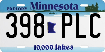 MN license plate 398PLC