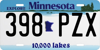 MN license plate 398PZX