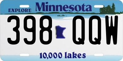 MN license plate 398QQW