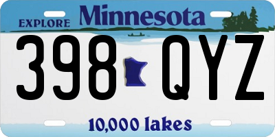 MN license plate 398QYZ