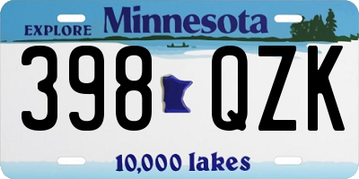 MN license plate 398QZK