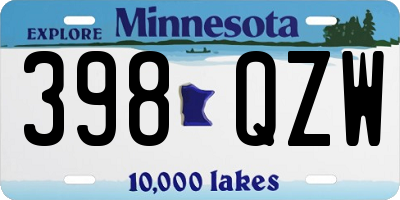 MN license plate 398QZW