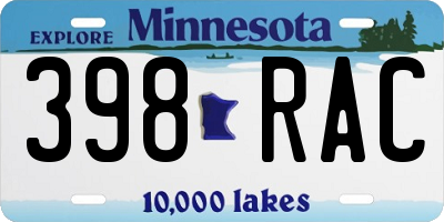MN license plate 398RAC