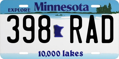 MN license plate 398RAD