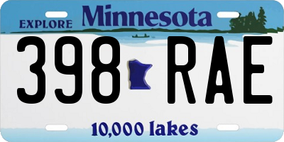 MN license plate 398RAE