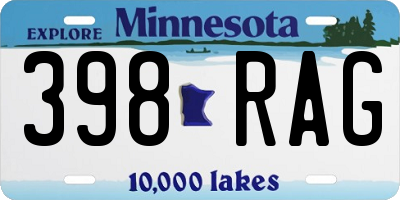 MN license plate 398RAG