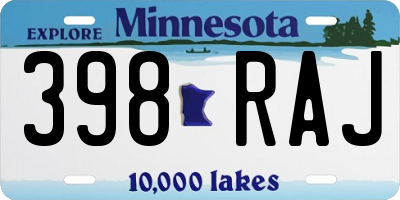 MN license plate 398RAJ