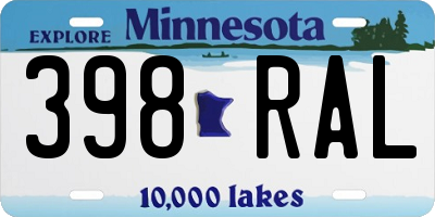 MN license plate 398RAL