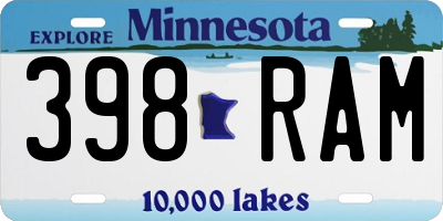 MN license plate 398RAM