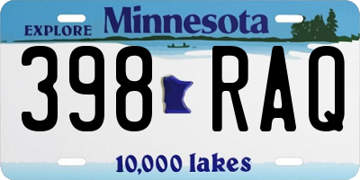 MN license plate 398RAQ