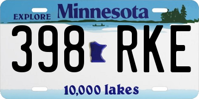 MN license plate 398RKE