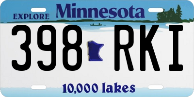 MN license plate 398RKI