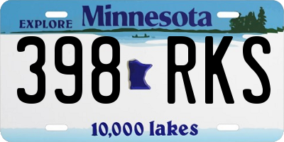MN license plate 398RKS