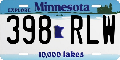 MN license plate 398RLW
