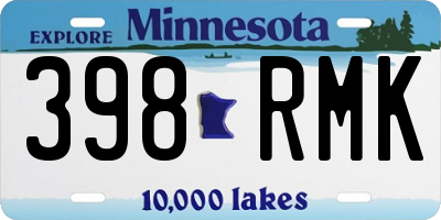 MN license plate 398RMK