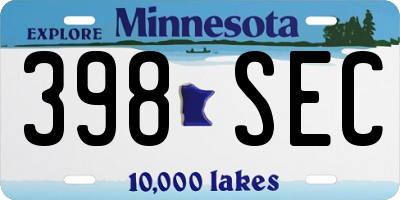 MN license plate 398SEC