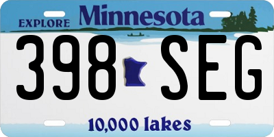 MN license plate 398SEG