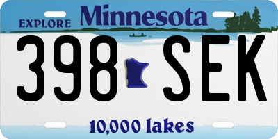 MN license plate 398SEK