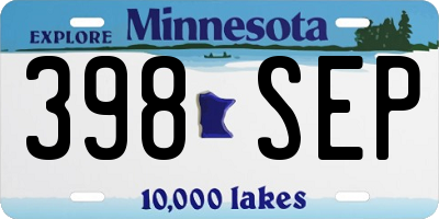 MN license plate 398SEP