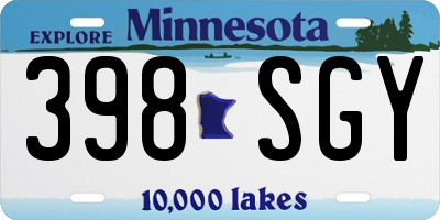 MN license plate 398SGY