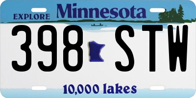 MN license plate 398STW