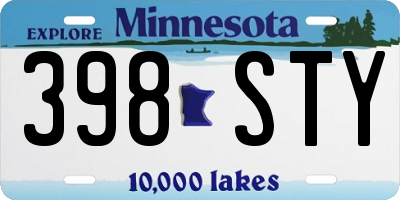 MN license plate 398STY