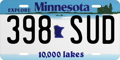 MN license plate 398SUD