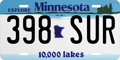 MN license plate 398SUR