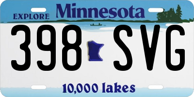 MN license plate 398SVG