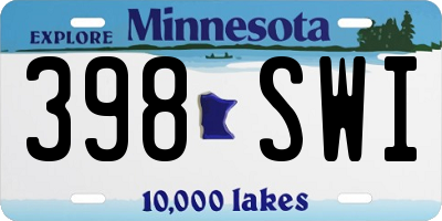 MN license plate 398SWI