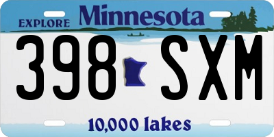 MN license plate 398SXM