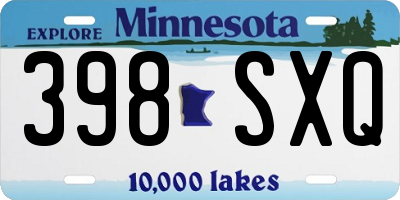 MN license plate 398SXQ
