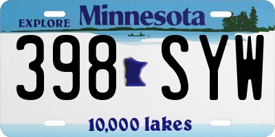 MN license plate 398SYW