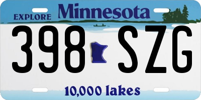 MN license plate 398SZG
