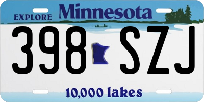 MN license plate 398SZJ
