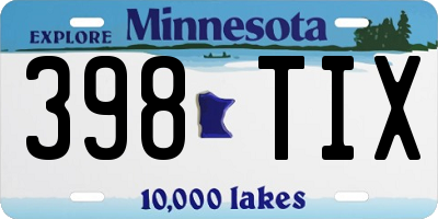 MN license plate 398TIX
