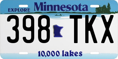 MN license plate 398TKX