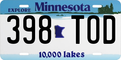 MN license plate 398TOD