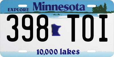 MN license plate 398TOI