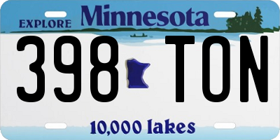 MN license plate 398TON