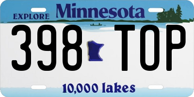 MN license plate 398TOP
