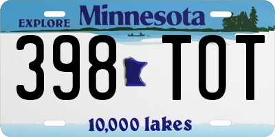 MN license plate 398TOT