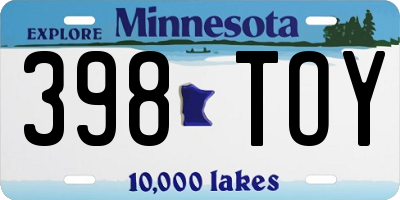 MN license plate 398TOY