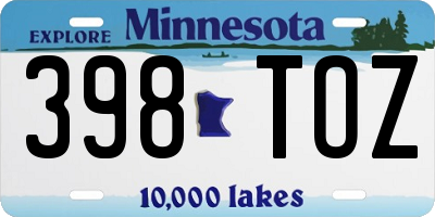 MN license plate 398TOZ